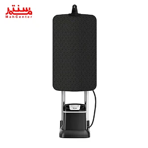 یک نمای نزدیک از یک اتو بخار Tefal IXEO + مشکی با یک تابلوی بخار نشان داده شده است.